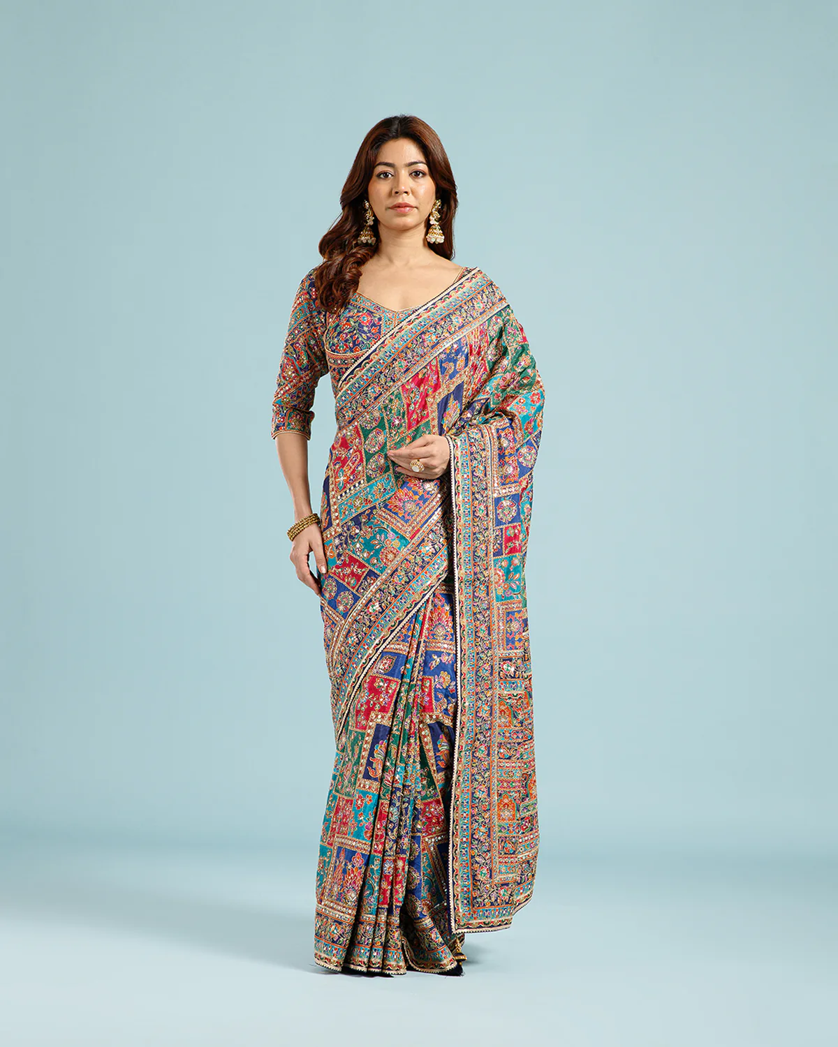 Black Pearll Multicolor Designer Printed Saree with Intricate Ethnic Border | Premium Party Wear Saree for Women