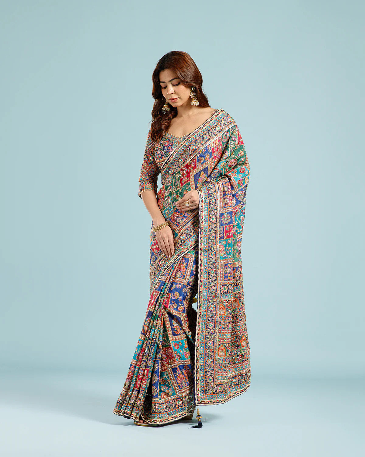 Black Pearll Multicolor Designer Printed Saree with Intricate Ethnic Border | Premium Party Wear Saree for Women - Image 2