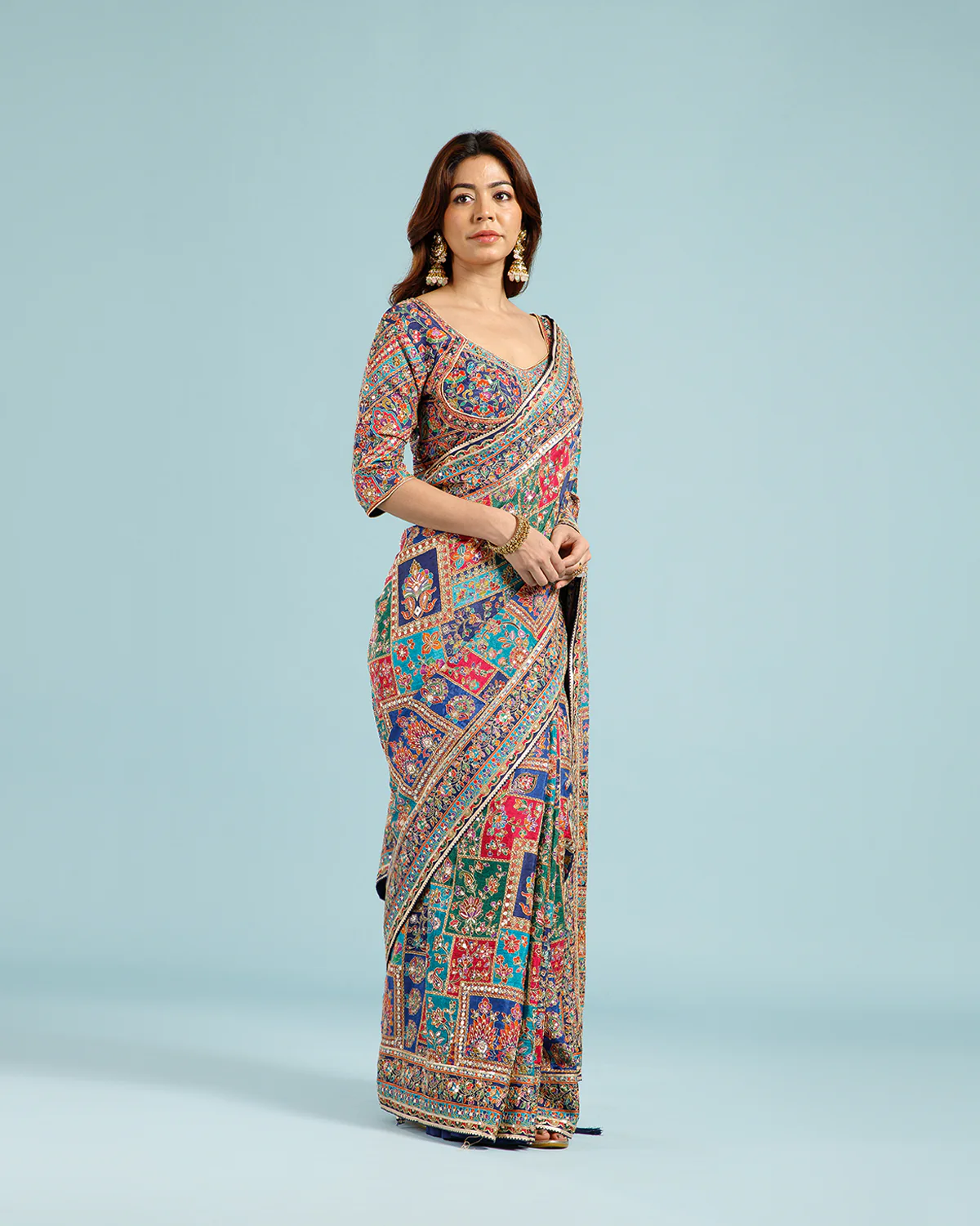 Black Pearll Multicolor Designer Printed Saree with Intricate Ethnic Border | Premium Party Wear Saree for Women - Image 3