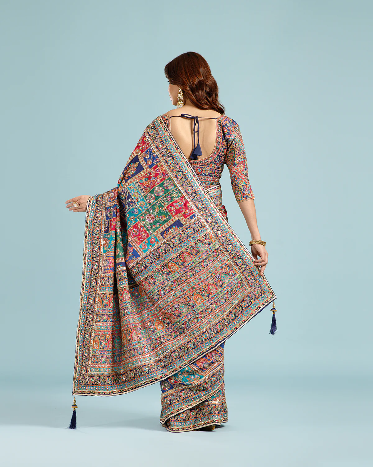 Black Pearll Multicolor Designer Printed Saree with Intricate Ethnic Border | Premium Party Wear Saree for Women - Image 5