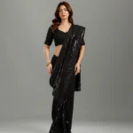 Black Pearll Black Sequin Party Wear Saree with Designer Border | Premium Elegant Saree for Women