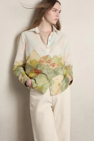 OFF-WHITE Landscape Print Shirt for Men | Stylish Casual Printed Shirt