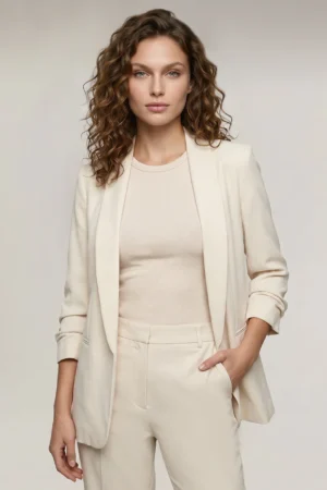 BEIGE Longline Tailored Blazer | Elegant Women's Formal & Casual Blazer Jacket