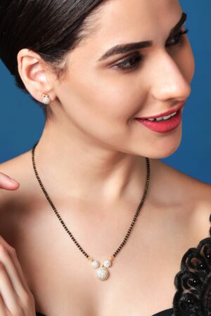 American Diamond Zirconia Mangalsutra Pendant Set