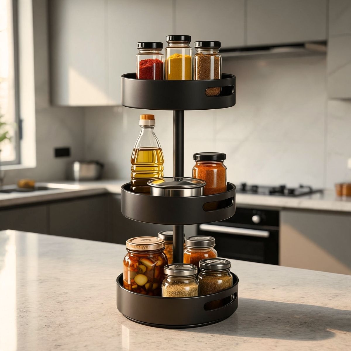 Circular Rotating 360? Kitchen Rack |3-Tier & 2-Tier | Stainless Steel Organizer
