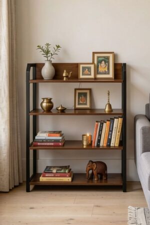 4-Tier Wood & Metal Storage Rack
