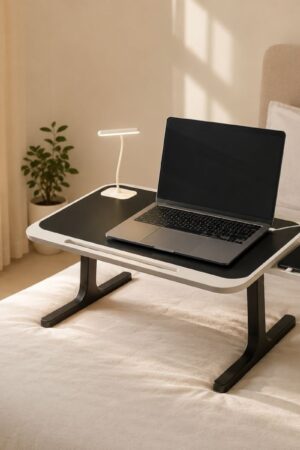 Portable Laptop Bed Station with LED Lamp & Charging