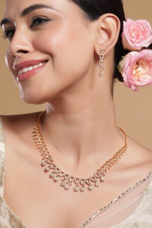 Floral Necklace Set in American Diamond Zirconia