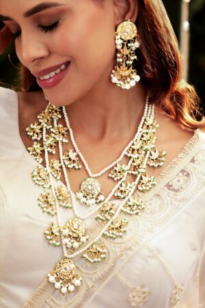 Sculpted Pearl Kundan Necklace Set