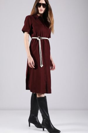 Dark Brown Cotton Shirt Dress