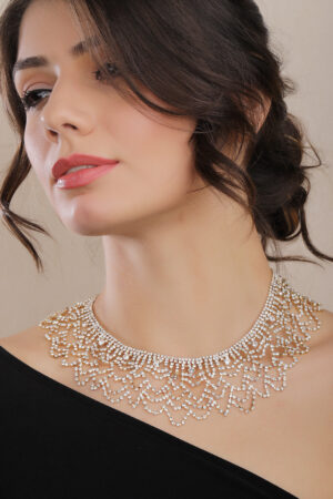 Black Pearll Gold Toned Handcrafted Zircon Stone Necklace