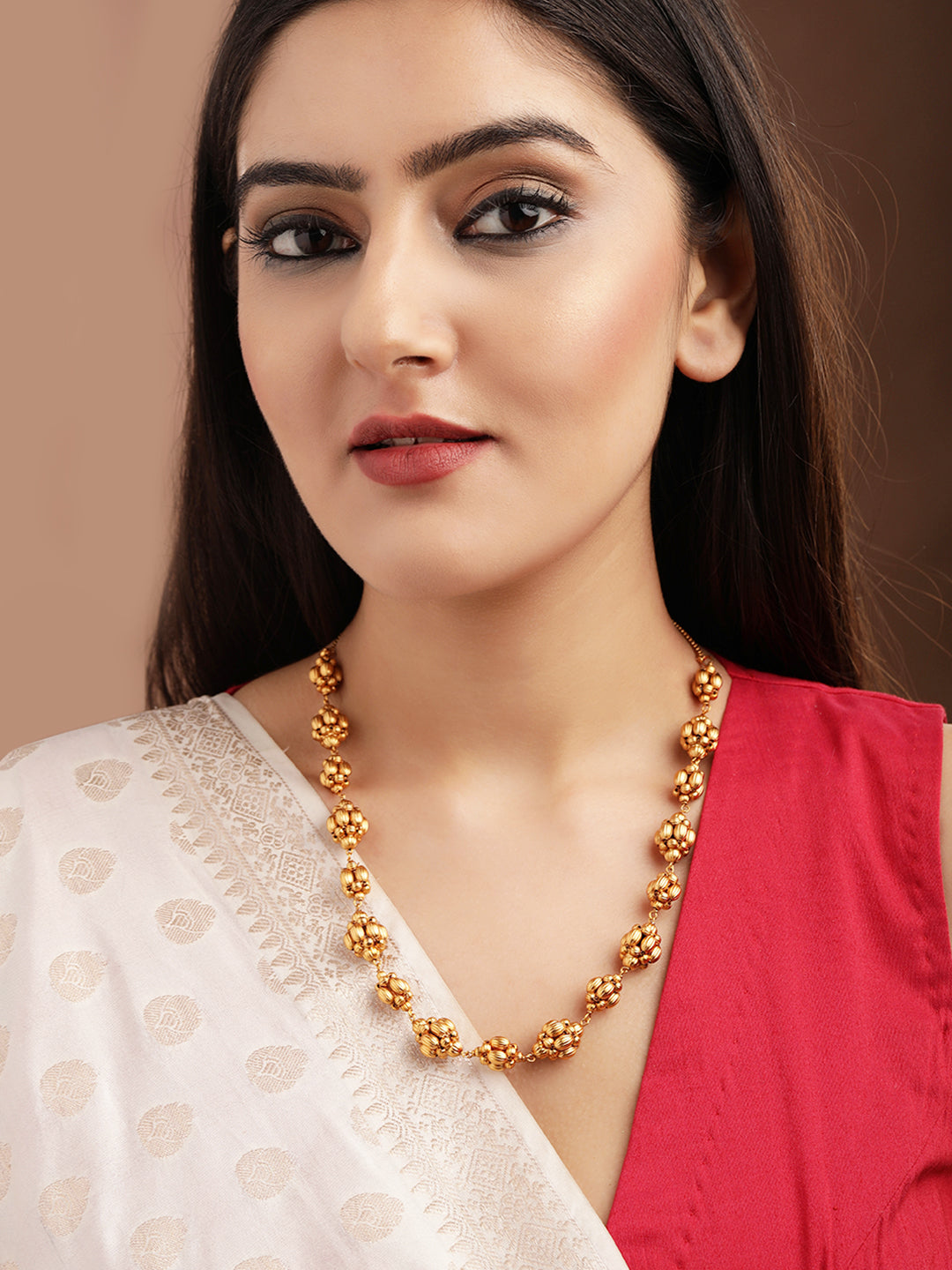 Black Pearll 24K Gold Plated Handcrafted Temple Necklace