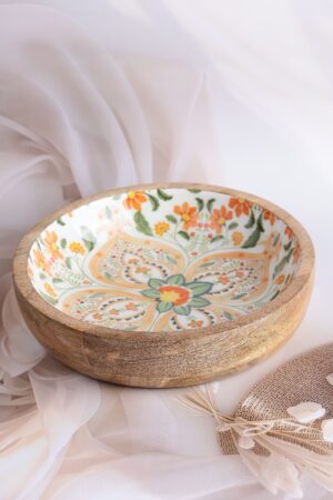 Floral Reverie Wooden Serving Bowl