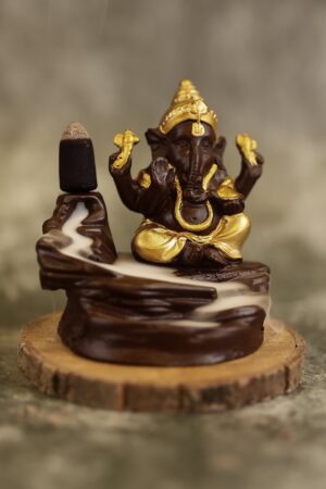 Golden Ganesha Backflow Waterfall Cone Incense Holder