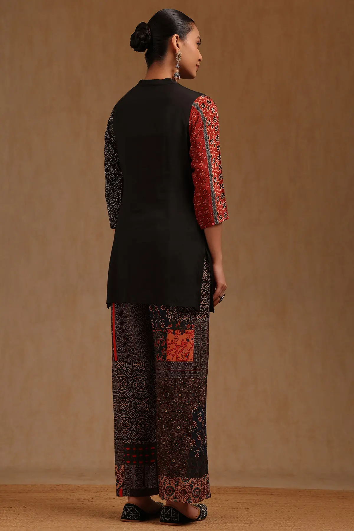 Black Pearll Black Printed Kurti with Ethnic Palazzo Pants Co-Ord Set | Designer Cotton Kurta Set for Women - Image 3