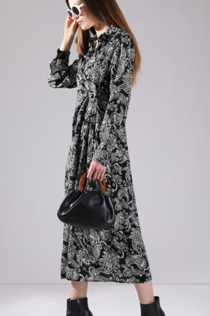 Black Paisley Print Shirt Dress