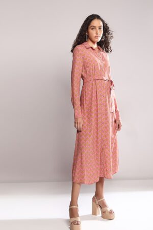 Pink Printed Shirt Dress