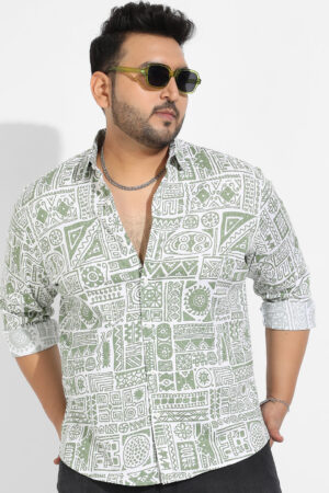Sage Green Contrast Aztec Shirt