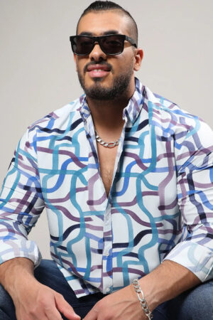 Abstract Print Button Up Shirt