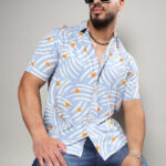 Abstract Print Button Up Shirt