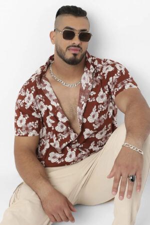 Brown Printed Casual Shirt