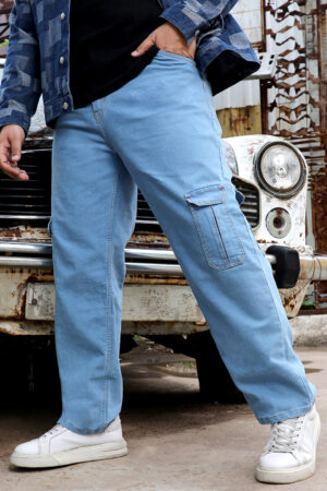 Straight Cargo Denim Jeans