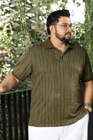 Crevice-Jacquard Polo T-Shirt
