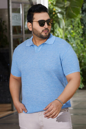Horizontal-Textured Polo T-Shirt
