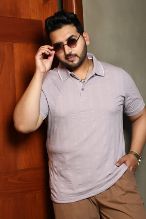 Parallel-Texture Polo T-Shirt