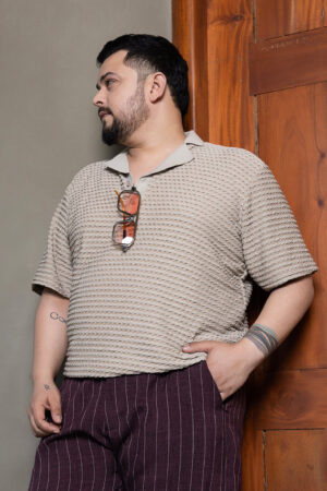 Crease-Tactile Cuban Polo T-Shirt