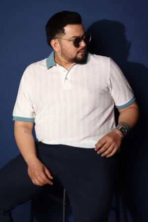 Contrast Texture Polo T-Shirt