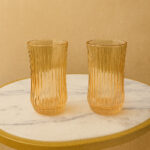 Amber Ribbed Drinking Glass