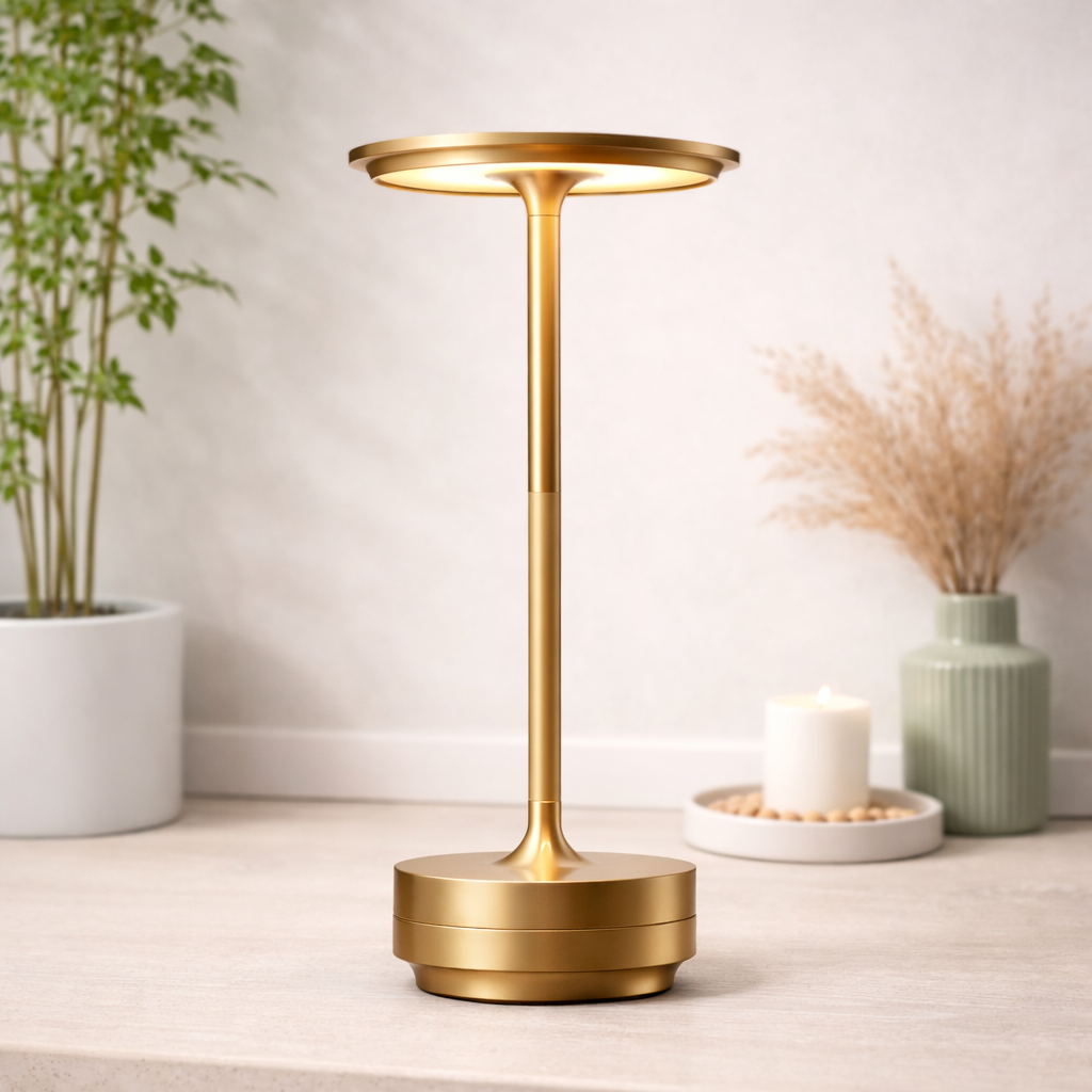 Rechargeable Cordless Metal Table Lamp | Touch Control | 3 Light Modes | Type-C | Heavy Base | 6?8 Hrs Battery