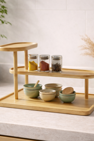 Bamboo Multi-Level Kitchen Organizer Rack