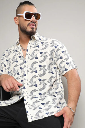Fish Print Button Up Shirt