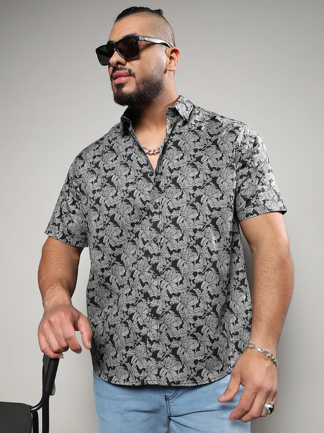 Grey Printed Casual Shirt