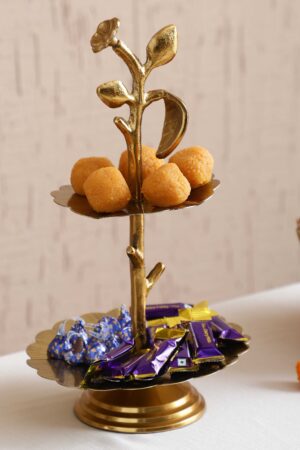 Rivaya Gold Two Tier Round Floral Platter