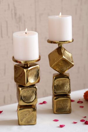 Obliq Block Candleholder Set of 2