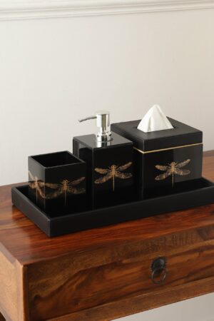 Azalea Dragonfly Black & Gold Bathroom Set