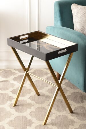 Azalea Dragonfly Black & Gold Butler Tray Table
