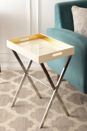 Zahara Butterfly Cream Butler Tray Table