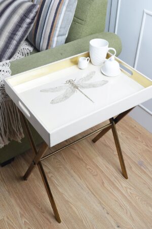 Azalea Dragonfly Gold Butler Tray Table