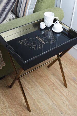 Zahara Butterfly Gold Butler Tray Table