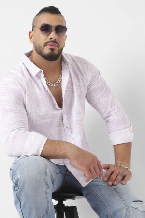 Lilac Contrast Pinstriped Shirt