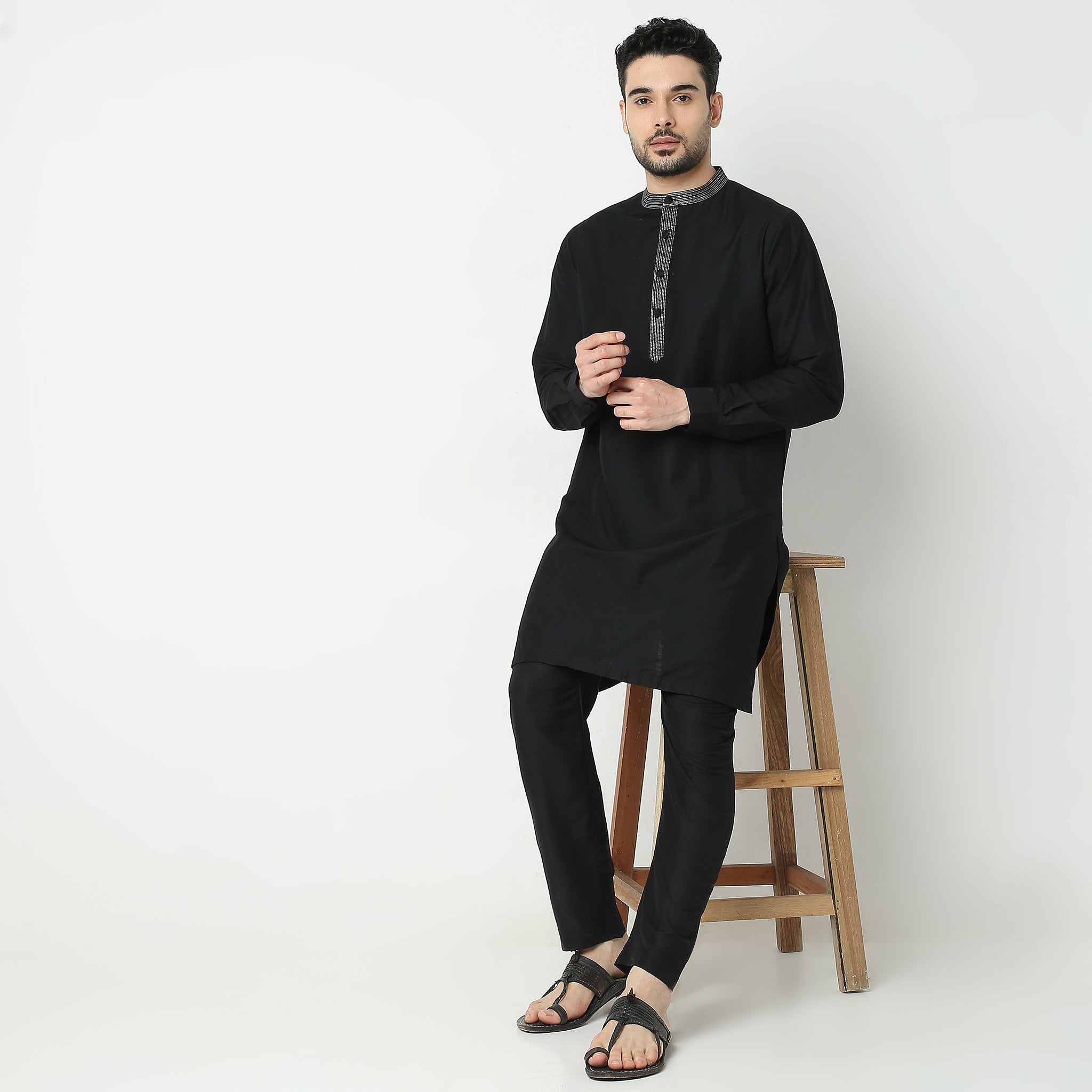 Regular Fit Embroidered Kurta With Pant Set
