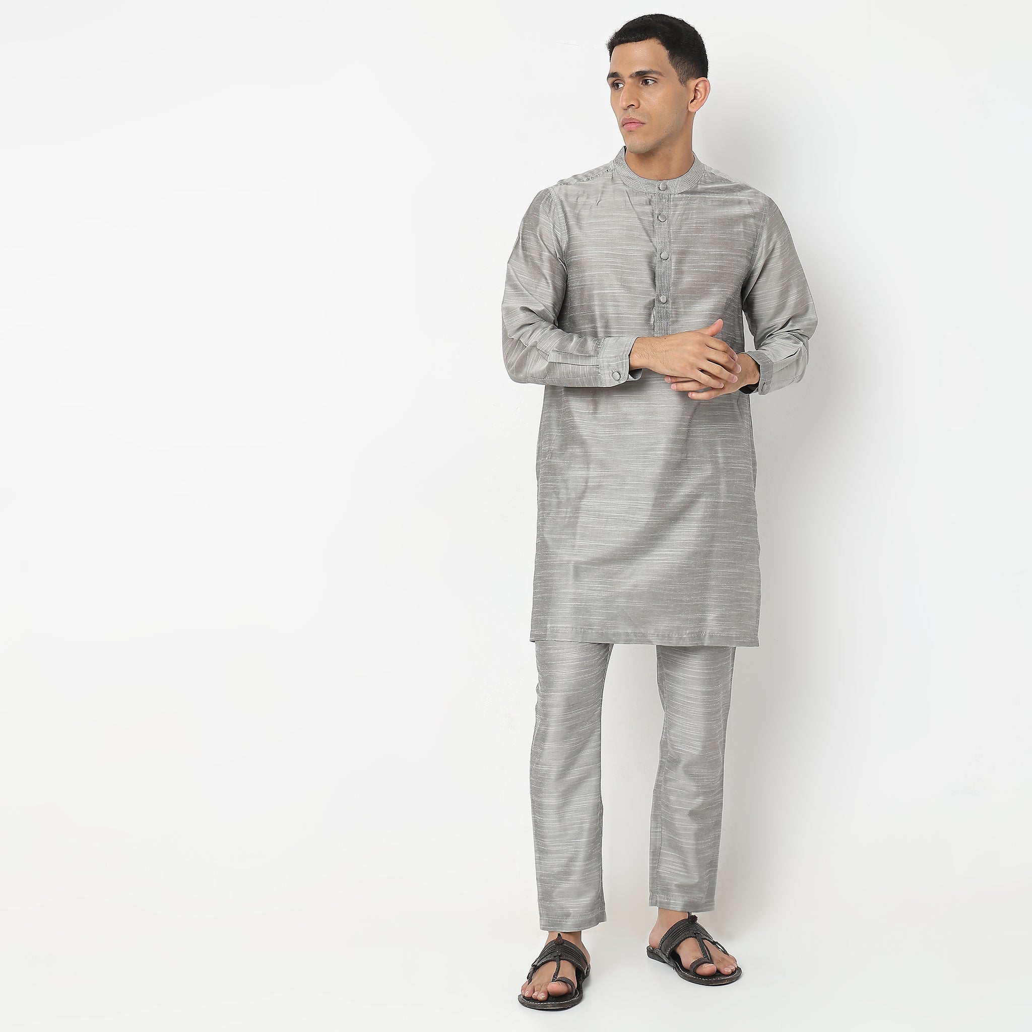 Regular Fit Solid Kurta With Pant Set