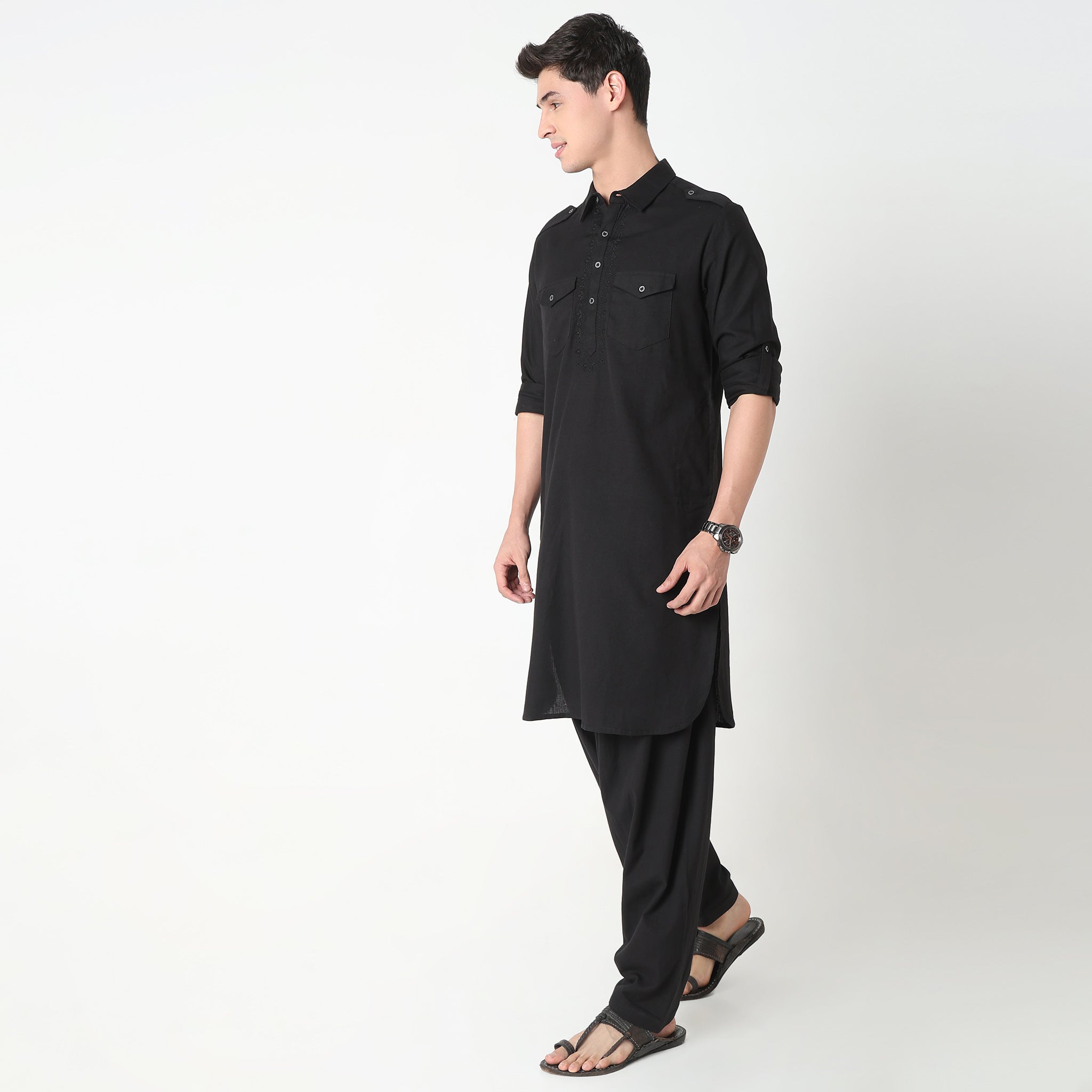 Regular Fit Solid Kurta With Patiyala Set