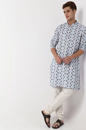Digital Print Mandarin Collar Long Kurta
