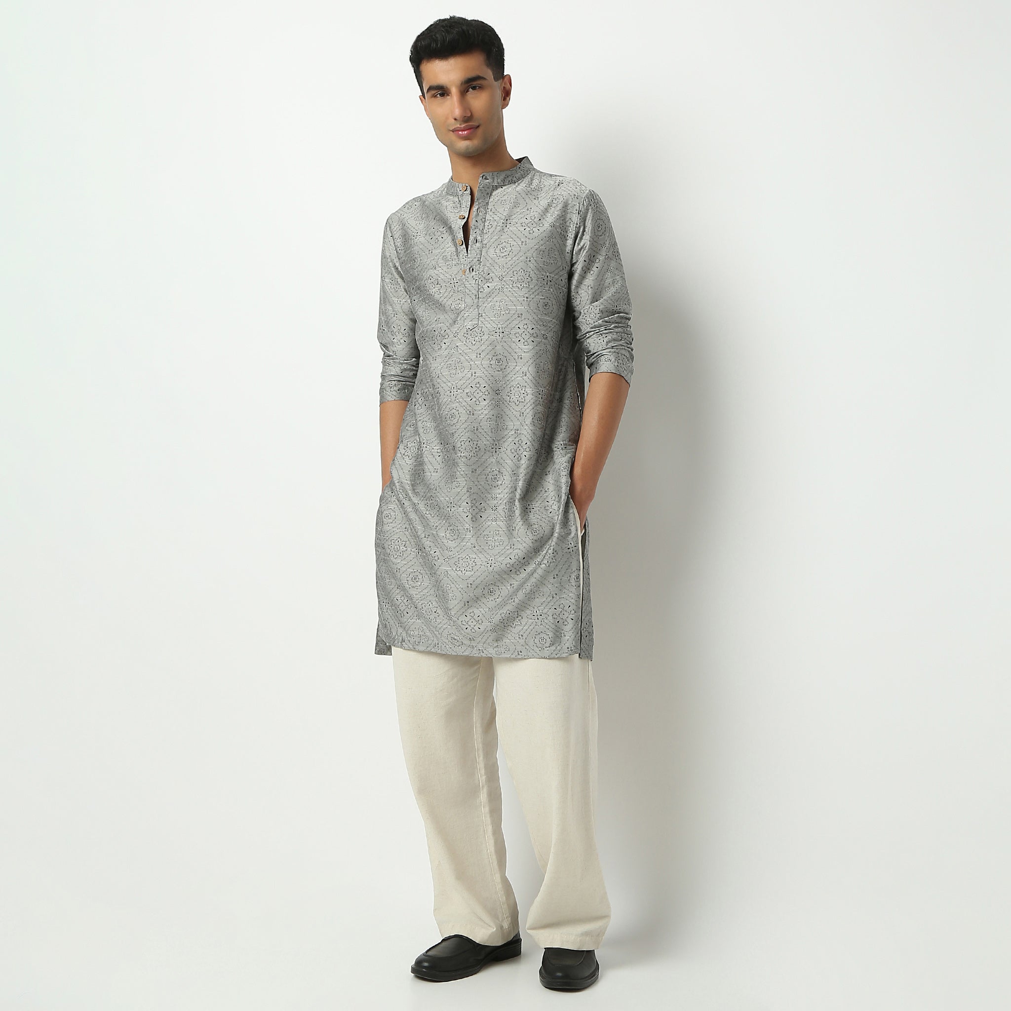 Knee Length Full Sleeve Printed Long Kurta