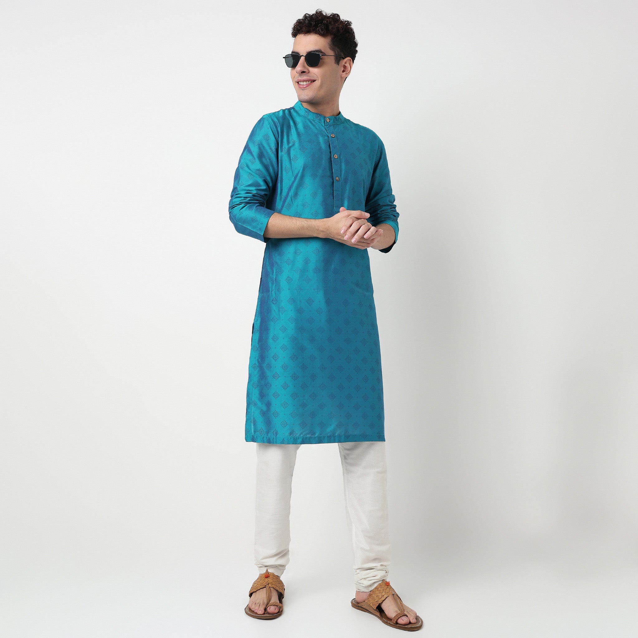 Printed Mandarin Collar Long Kurta